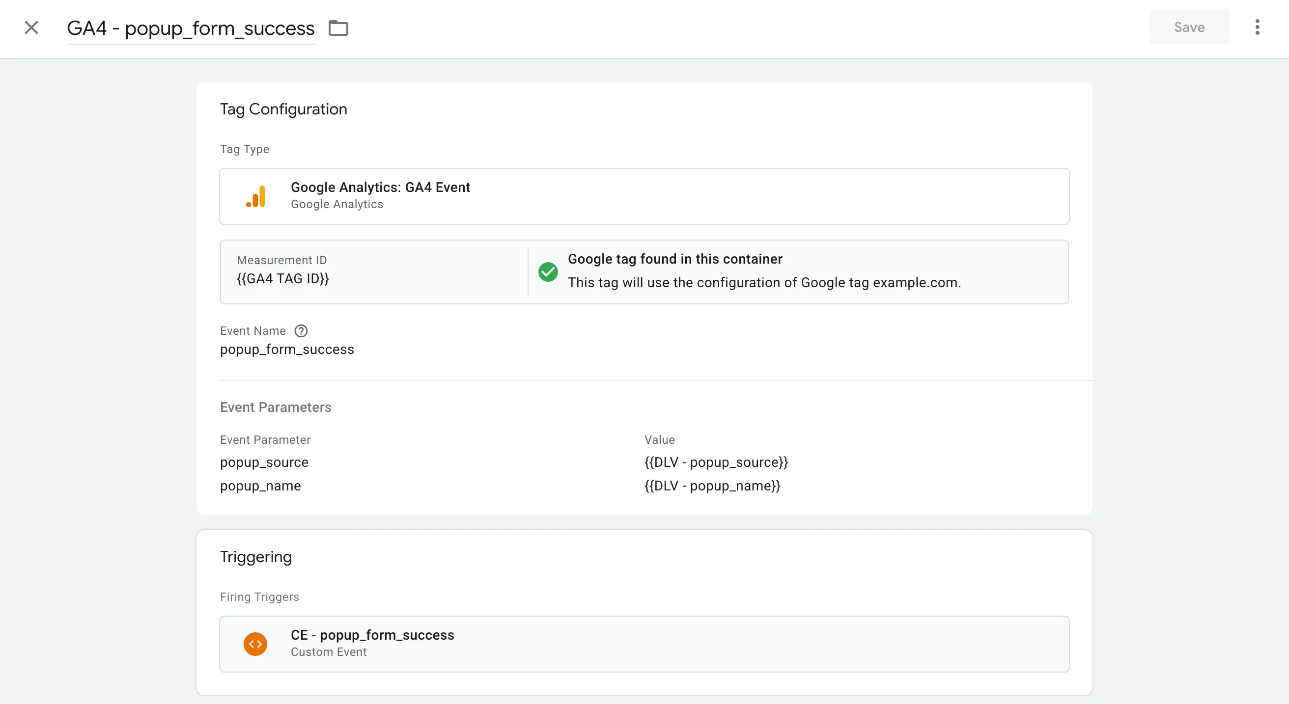 Google Tag Manager Custom Event Tag Example